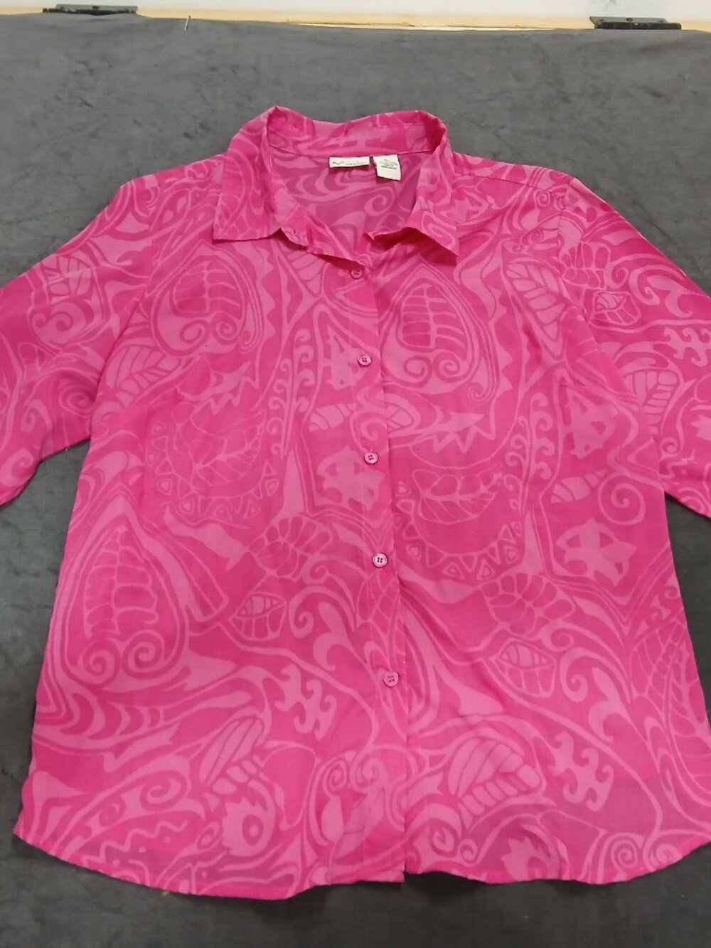 Kim Rogers Pink Anstract Patterned Blouse XL